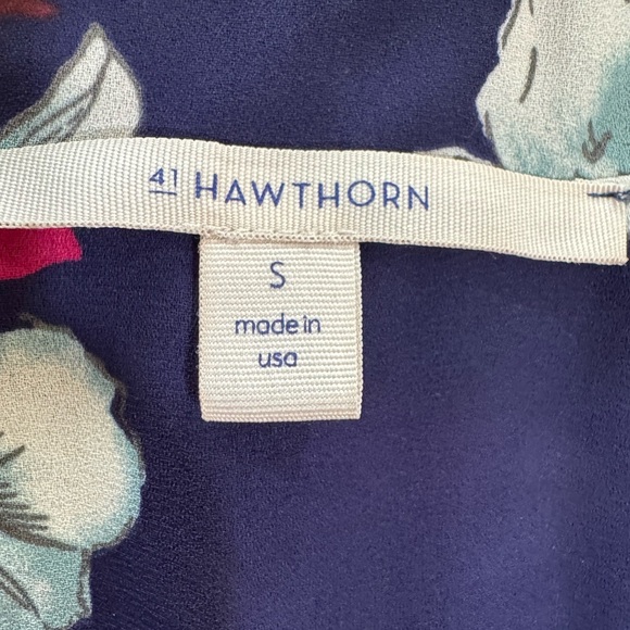 41Hawthorn Indigo Blue Floral Print Sheath Dress 1/2 Button Elastic Waist Sz S - Picture 2 of 5